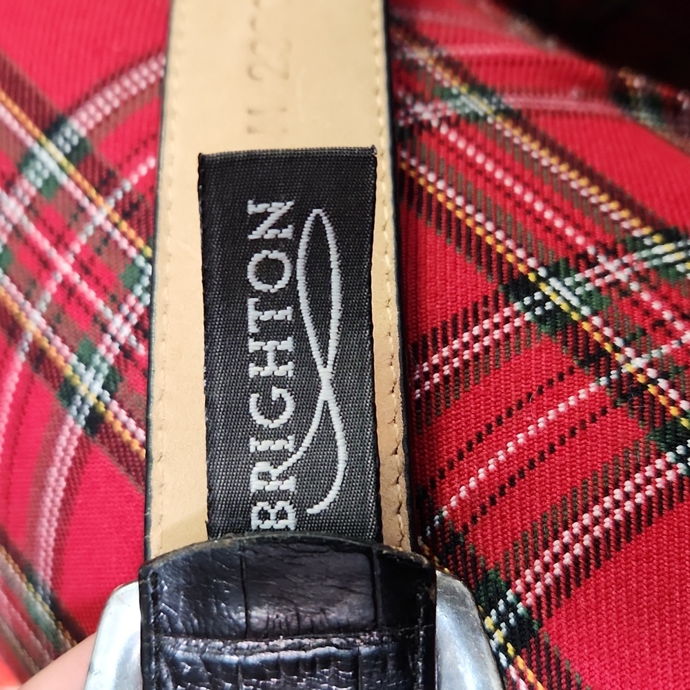 Vintage Brighton black leather and silver details belt hinged 30-33" waist - Picture 8 of 16